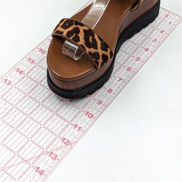 Michael Kors Wmn Marlon Haircalf Leather Brown Platform Buckle Sandals size 8.5 - Picture 6 of 10